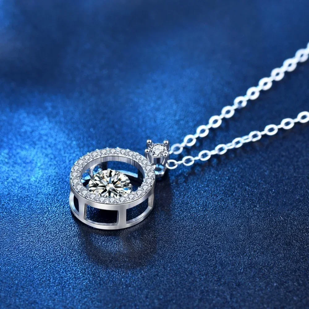 Certified 1/2 ct. t.w. Diamond Moissanite Dancing Necklace NEW